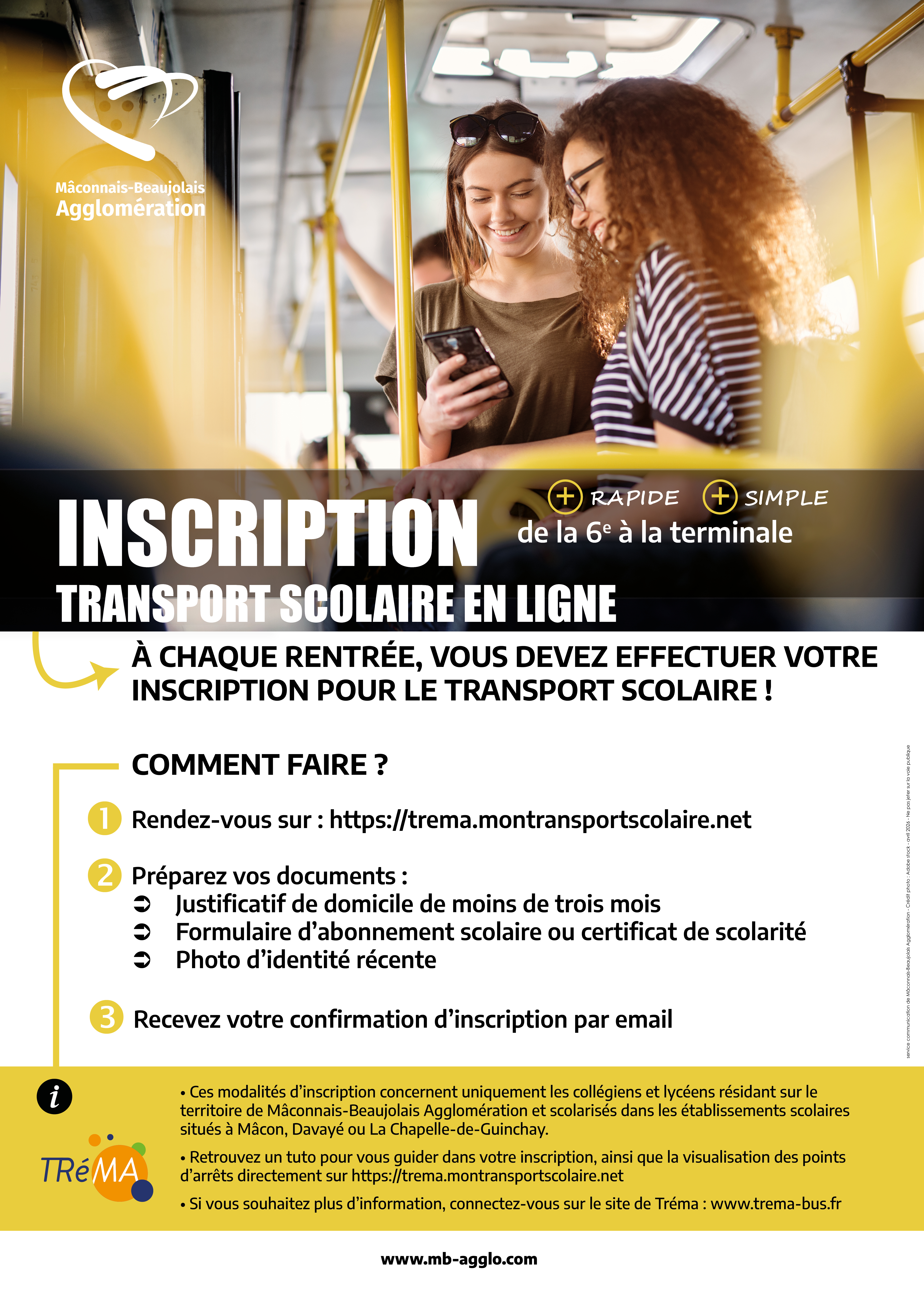 Transport scolaire - inscription en ligne pour les élèves de la 6ème à la terminale